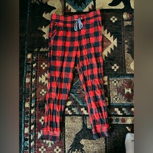 Aerie Red and Black Plaid Joggers